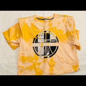 Yellow destroyed Nike crop top